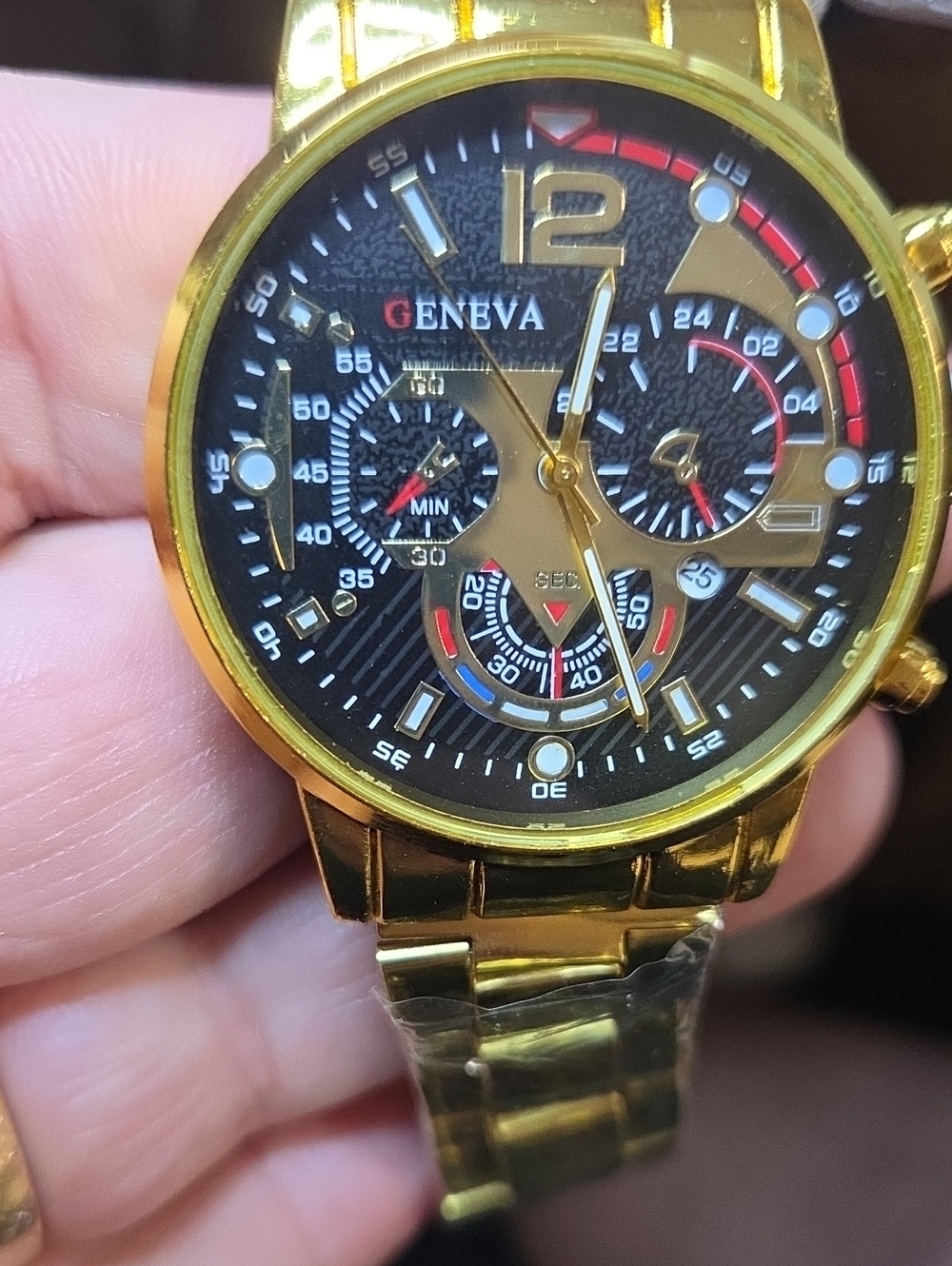 Geneva Gold and Black Men's Sport Chronograph Watch